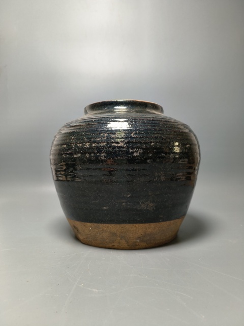 古玩陶瓷清代?磁州窯黑釉罐拍賣,當前價格630元