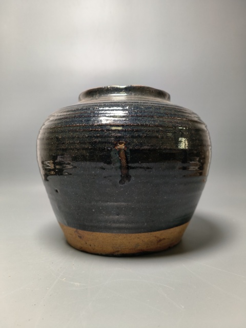 古玩陶瓷清代?磁州窯黑釉罐拍賣,當前價格630元