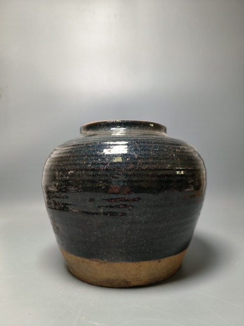 古玩陶瓷清代?磁州窯黑釉罐拍賣,當前價格630元