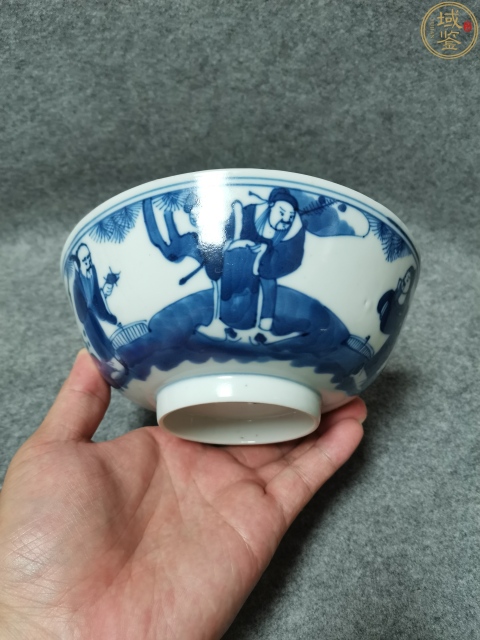 域鉴古玩】清晚期-大清康熙年制款三星高照图青花碗拍卖价格/图片