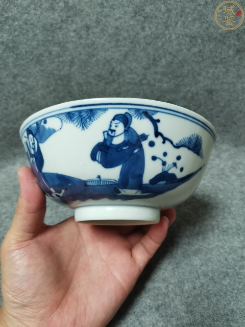 古玩陶瓷清晚期-大清康熙年制款三星高照圖青花碗拍賣，當前價格1800元