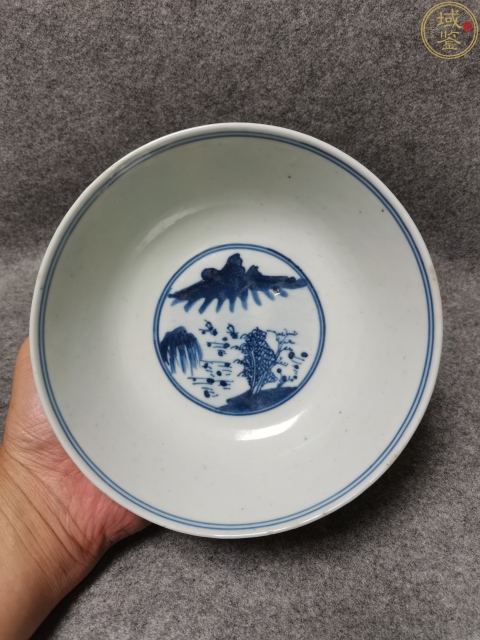 域鉴古玩】清晚期-大清康熙年制款三星高照图青花碗拍卖价格/图片
