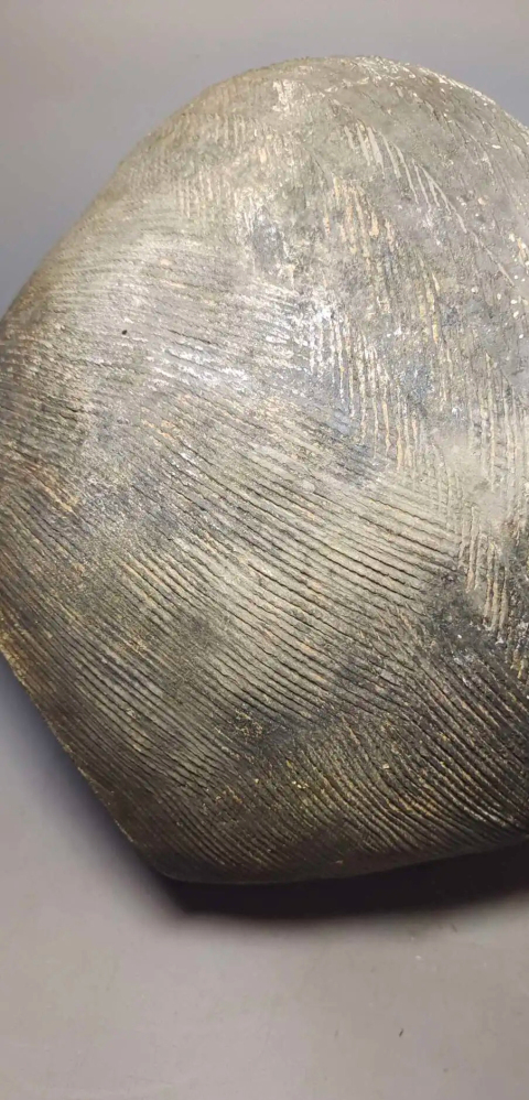 古玩陶瓷漢代精美刻劃網格紋陶罐拍賣,當前價格888元