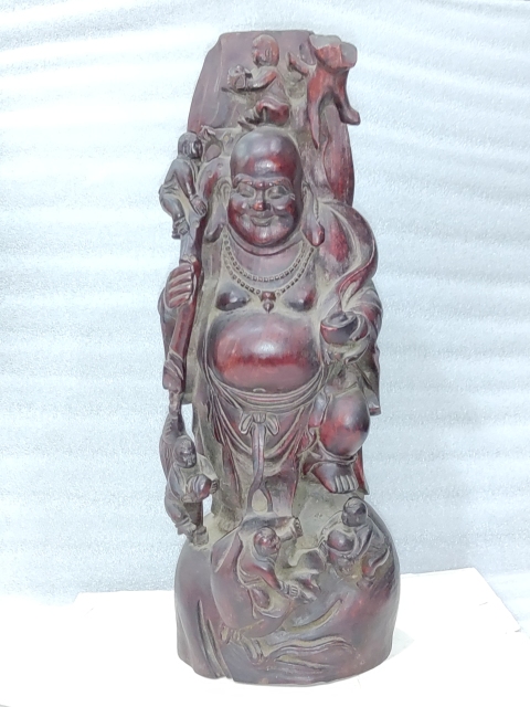 古玩雜項檀木雕五子鬧佛擺件拍賣，當前價格1850元