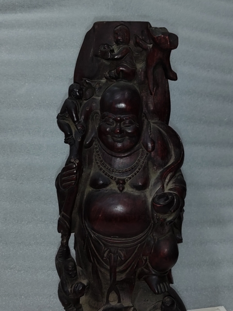 古玩雜項檀木雕五子鬧佛擺件拍賣，當前價格1850元