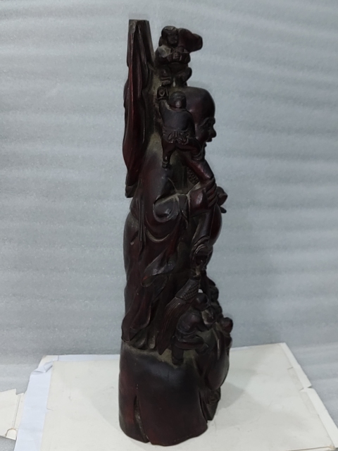 古玩雜項檀木雕五子鬧佛擺件拍賣，當前價格1850元