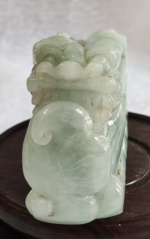 古玩雜項翡翠雕刻龍舟如意擺件拍賣，當前價格1688元
