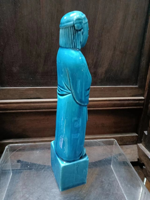 古玩陶瓷孔雀藍何仙姑瓷塑拍賣,當前價格2000元