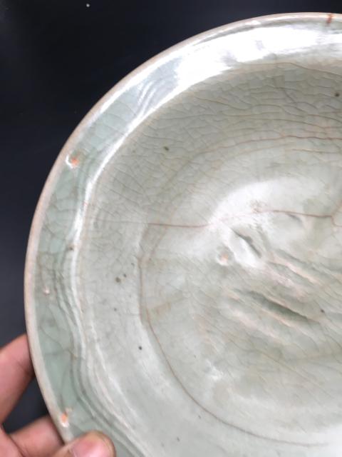 古玩陶瓷【平臺實物保真】明代影青釉吉語紋盤拍賣,當前價格2588元