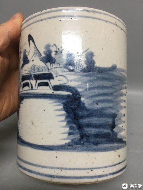 古玩陶瓷青花山水紋筆筒拍賣，當前價格2600元
