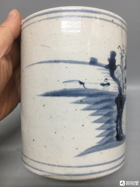 古玩陶瓷青花山水紋筆筒拍賣，當前價格2600元