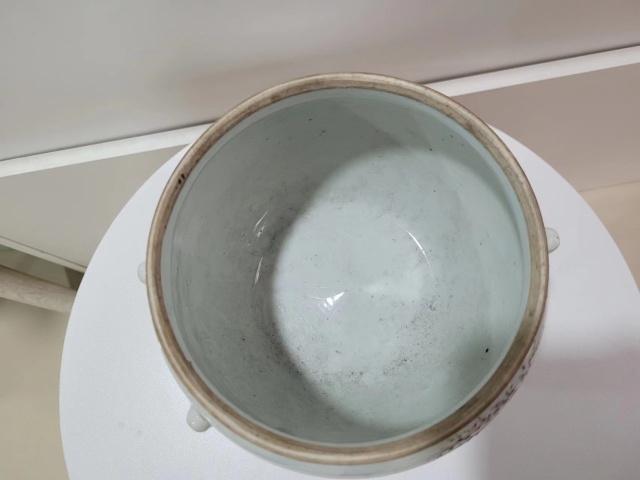 古玩陶瓷晚清民國“品玉軒”款淺降彩桃花仕女四系粥罐拍賣,當前價格500元