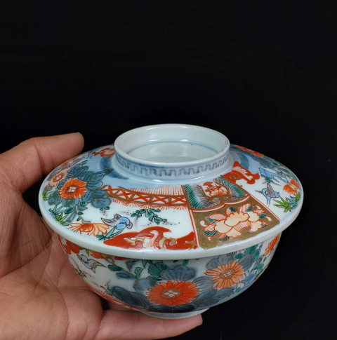 古玩陶瓷清晚期青花加彩茶蓋碗拍賣,當前價格580元