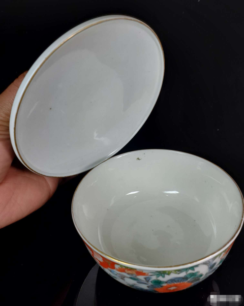 古玩陶瓷清晚期青花加彩茶蓋碗拍賣,當前價格580元