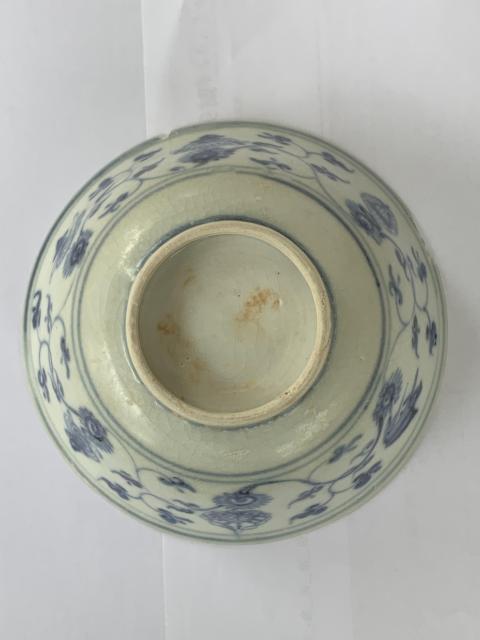 古玩陶瓷明宣德青花內月華外纏枝花卉八寶紋撇口碗拍賣,當前價格3210元