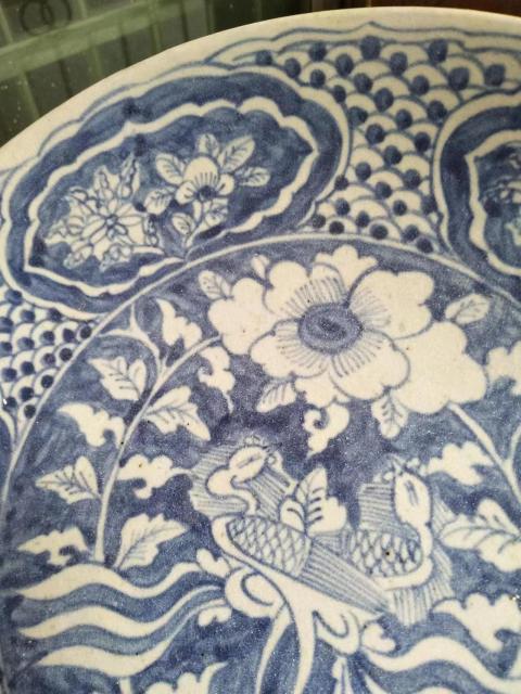 古玩陶瓷青花鳳穿花大盤拍賣，當前價格9000元
