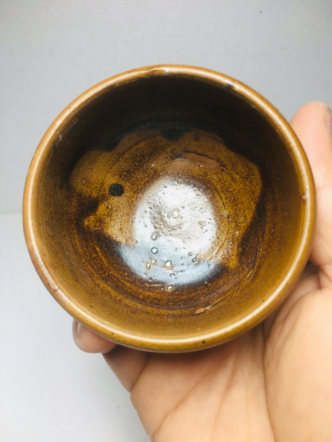 古玩陶瓷褐釉盞一對拍賣,當前價格488元