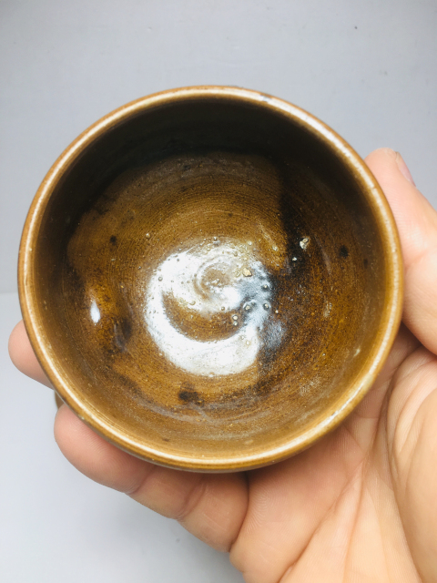 古玩陶瓷褐釉盞一對拍賣,當前價格488元
