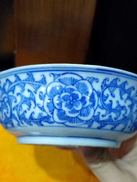 古玩陶瓷晚清纏枝花卉紋青花蓋碗拍賣，當前價格2888元