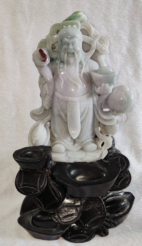 古玩雜項翡翠雕刻財神擺件拍賣，當前價格39988元