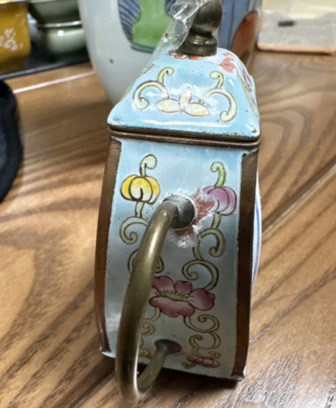 古玩雜項民國銅胎畫琺瑯花卉紋茶壺水滴拍賣，當前價格1288元
