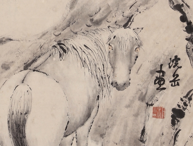 古玩字畫清代名家朱沆《洗馬圖》拍賣，當前價格38000元