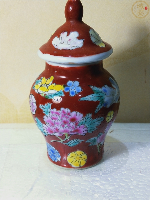 古玩陶瓷粉彩花卉紋蓋罐拍賣,當前價格266元