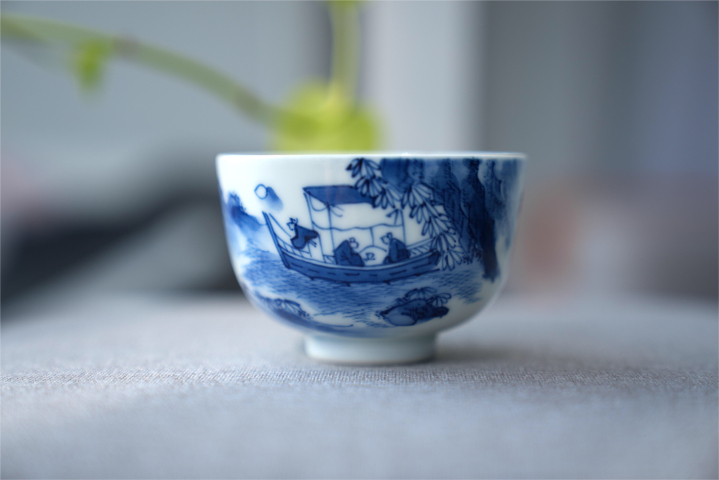 古玩陶瓷晚清 青花赤壁賦詩(shī)文杯拍賣(mài)，當(dāng)前價(jià)格680元