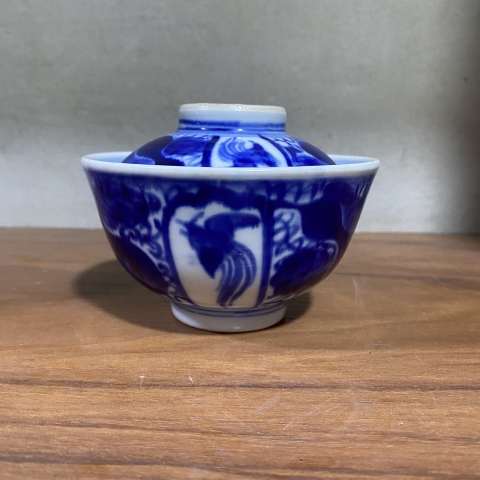 古玩陶瓷青花花鳥蓋碗拍賣,當前價格600元