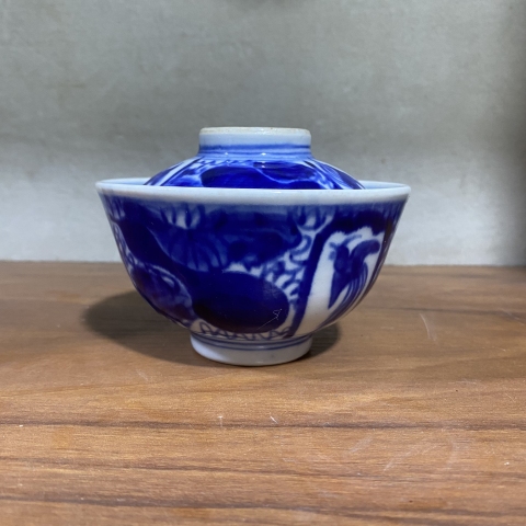 古玩陶瓷青花花鳥蓋碗拍賣,當前價格600元