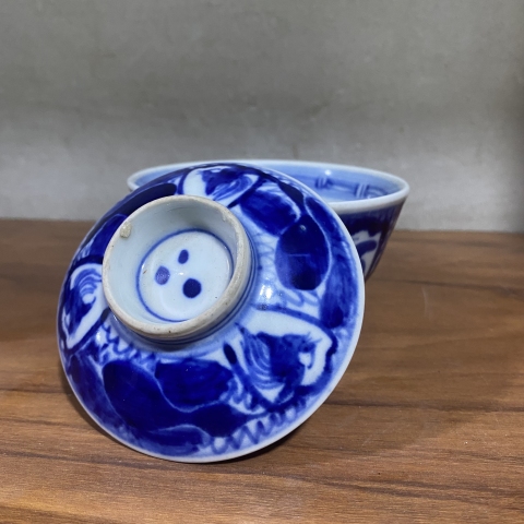 古玩陶瓷青花花鳥蓋碗拍賣,當前價格600元
