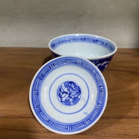 古玩陶瓷青花花鳥蓋碗拍賣,當前價格600元