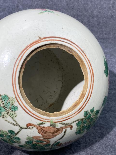 古玩陶瓷（精）同光時期粉彩鳳凰牡丹紋大罐拍賣，當前價格6500元