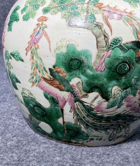 古玩陶瓷（精）同光時期粉彩鳳凰牡丹紋大罐拍賣，當前價格6500元