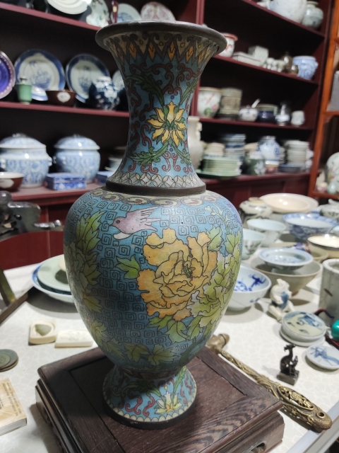 古玩雜項景泰藍掐絲琺瑯銅瓶拍賣，當前價格1588元