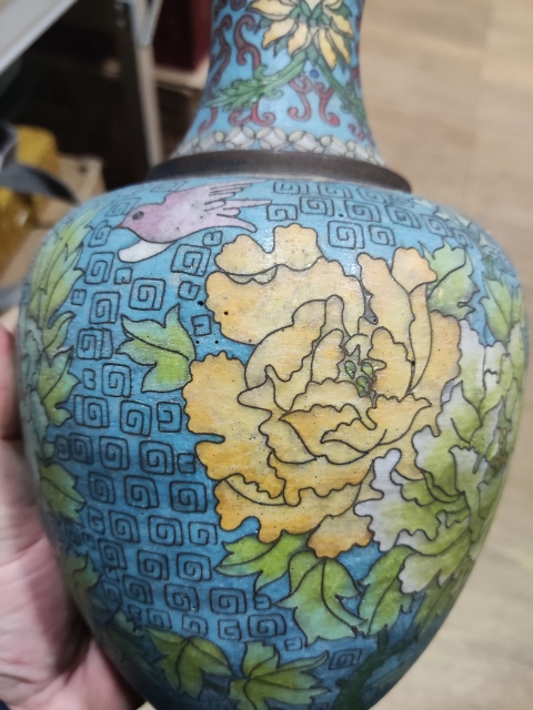 古玩雜項景泰藍掐絲琺瑯銅瓶拍賣，當前價格1588元