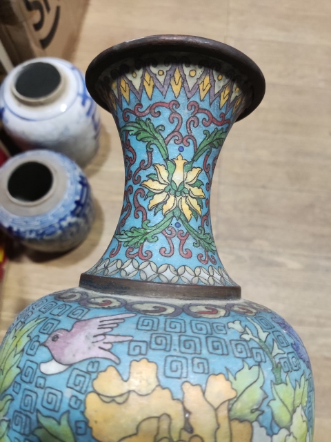 古玩雜項景泰藍掐絲琺瑯銅瓶拍賣，當前價格1588元