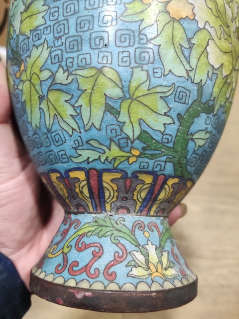 古玩雜項景泰藍掐絲琺瑯銅瓶拍賣，當前價格1588元