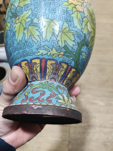 古玩雜項景泰藍掐絲琺瑯銅瓶拍賣，當前價格1588元