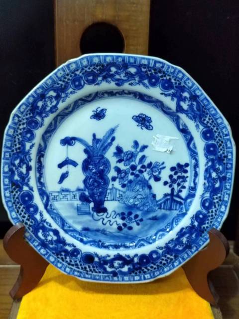 清雍乾博古圖青花盤拍賣，當前價格1888元