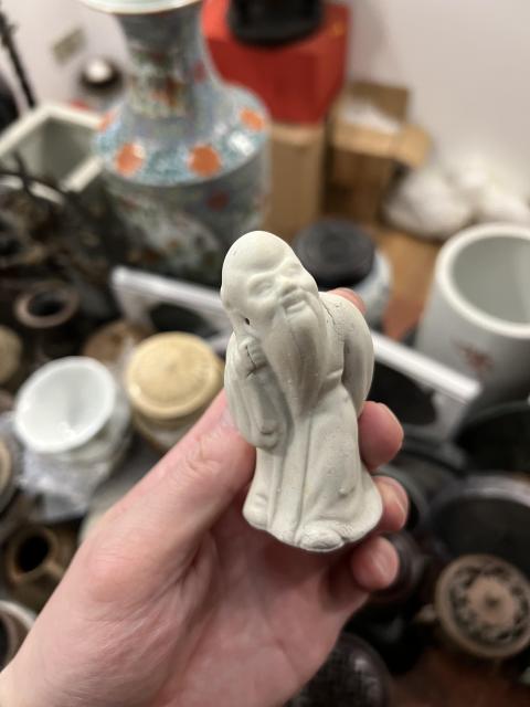 古玩陶瓷白釉壽星瓷塑拍賣，當前價格299元