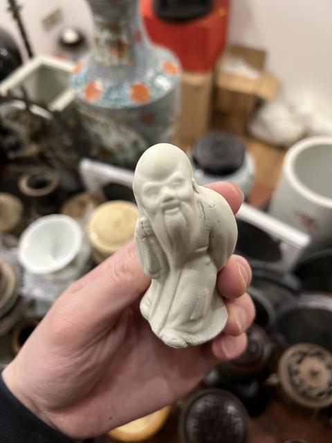 古玩陶瓷白釉壽星瓷塑拍賣，當前價格299元