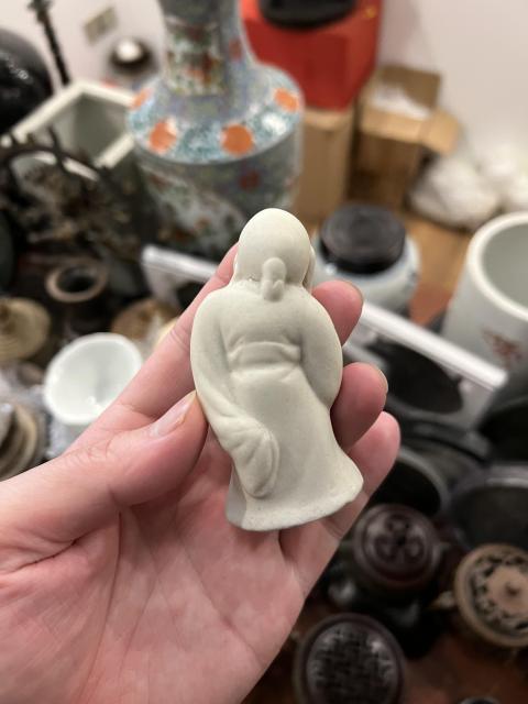 古玩陶瓷白釉壽星瓷塑拍賣，當前價格299元
