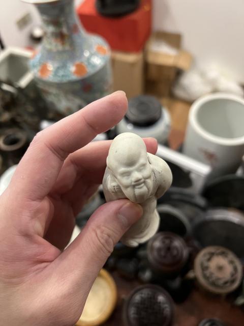 古玩陶瓷白釉壽星瓷塑拍賣，當前價格299元