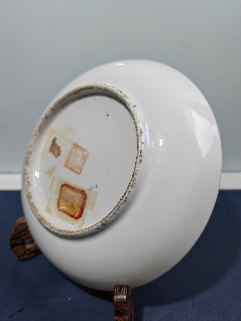 古玩陶瓷上海文物公司庫出 傳世全品清晚期同治淺絳彩花鳥博古圖盤拍賣，當前價格8000元