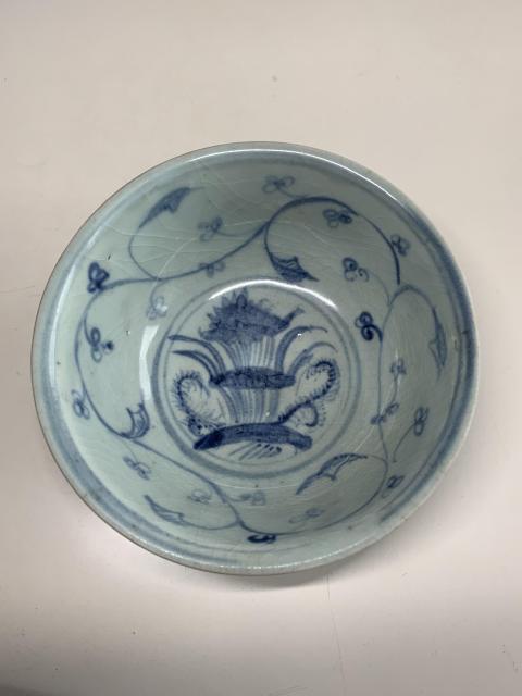 古玩陶瓷明空白期青花滿池嬌撇口碗拍賣，當前價格6789元