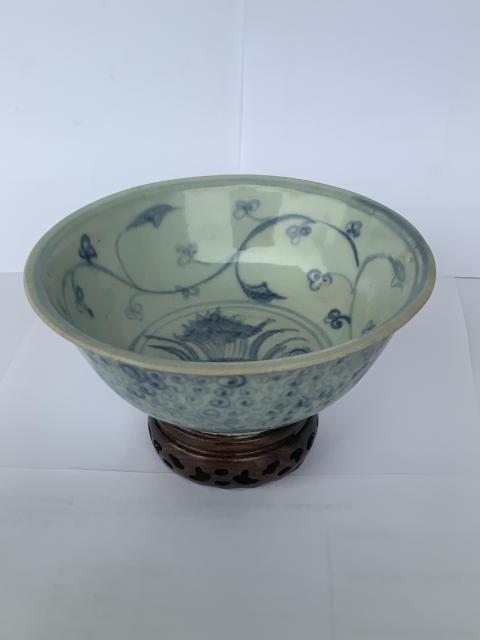 古玩陶瓷明空白期青花滿池嬌撇口碗拍賣，當前價格6789元