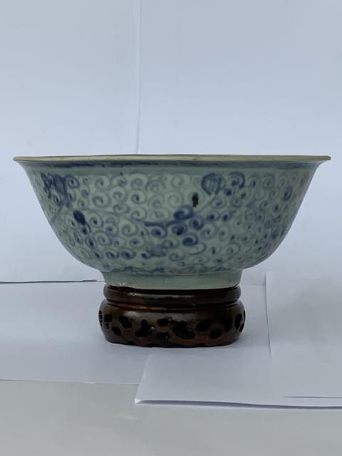 古玩陶瓷明空白期青花滿池嬌撇口碗拍賣，當前價格6789元