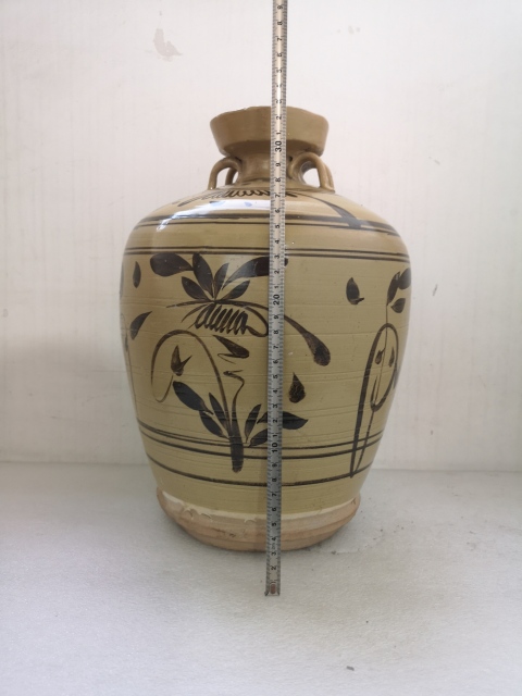 古玩陶瓷??明磁州窯白地褐彩花卉紋雙系壺拍賣,當(dāng)前價(jià)格990元