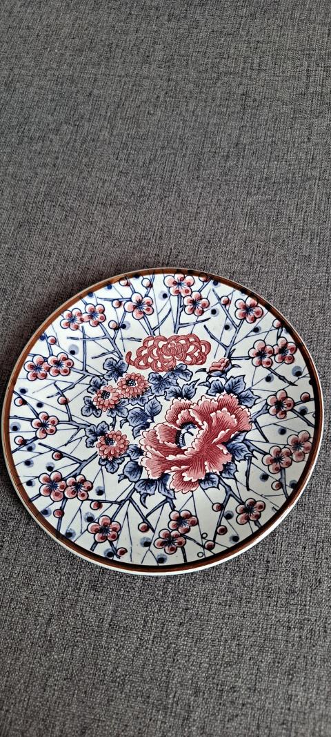 古玩陶瓷青花加彩花卉紋盤拍賣，當前價格350元